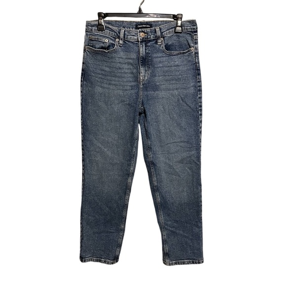 CALVIN KLEIN Straight Leg High Rise Blue Denim Jeans Women's Size 8 - Picture 1 of 11